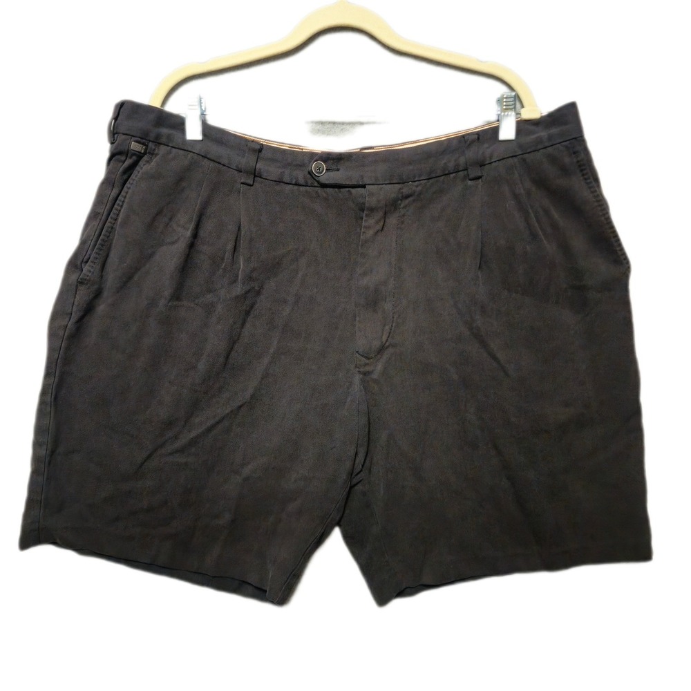 Tommy Bahama Pleated Shorts Mens Size 40 Herringbone Dark Gray Casual Silk Blend
